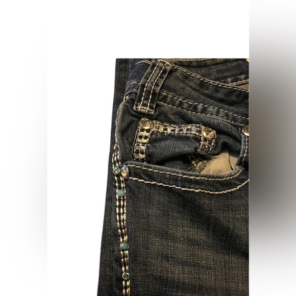 ROCK & ROLL DENIM WOMEN'S MEDIUM WASH MID RISE STRETCH BOOTCUT JEANS SIZE 32x34 - Picture 4 of 6